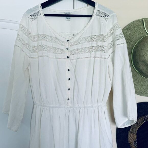 NWOT Forever 21 Boho Festival White Prairie Darling Dress | Size: L - Picture 3 of 12